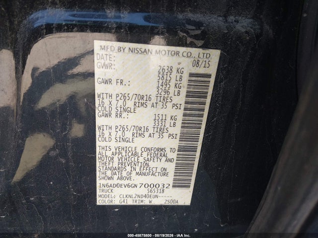 Aukcja sprzedaży 2016 Nissan Frontier Pro-4x/s/sl/sv, vin: 1N6AD0EV6GN700032, numer aukcji: 45875800
