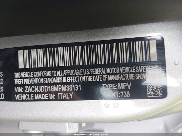 Aukcja sprzedaży 2021 Jeep Renegade Limited 4x4, vin: ZACNJDD18MPM38131, numer aukcji: 45875863