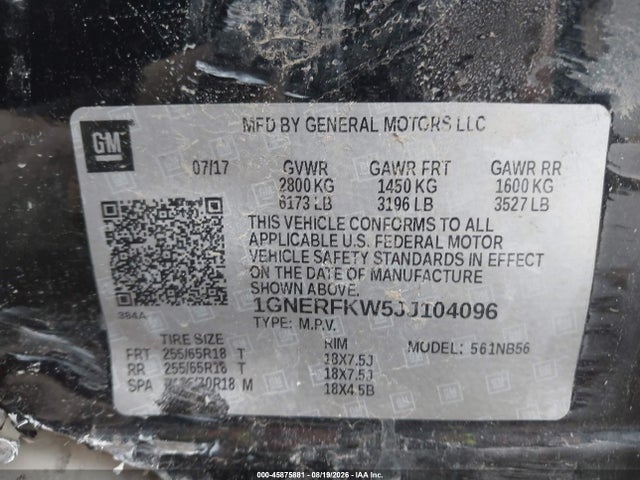 Продаж на аукціоні авто 2018 Chevrolet Traverse Ls, vin: 1GNERFKW5JJ104096, номер лоту: 45875881