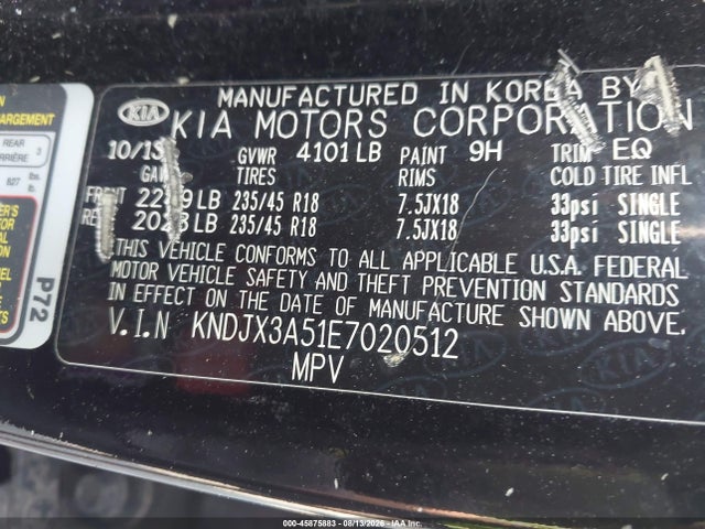 45875883 :رقم المزاد ، KNDJX3A51E7020512 vin ، 2014 Kia Soul ! مزاد بيع