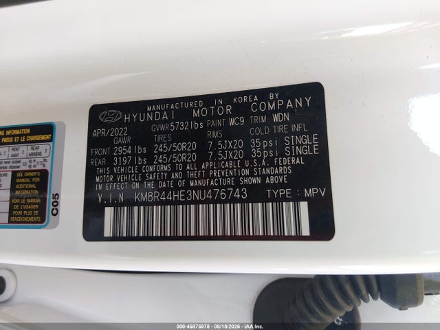 Hyundai Palisade Sel 2022 KM8R44HE3NU476743 Image 9