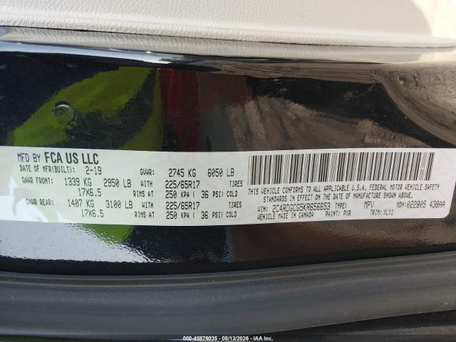 2C4RDGCG5KR656653 Dodge Grand Caravan Sxt