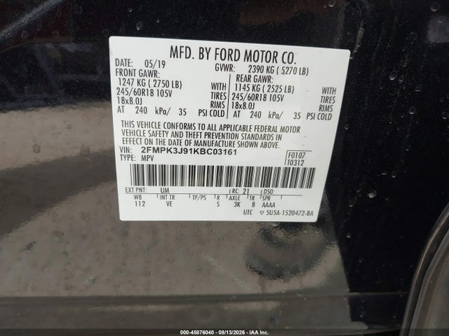 Ford EDGE SEL 2019 2FMPK3J91KBC03161 Image 9