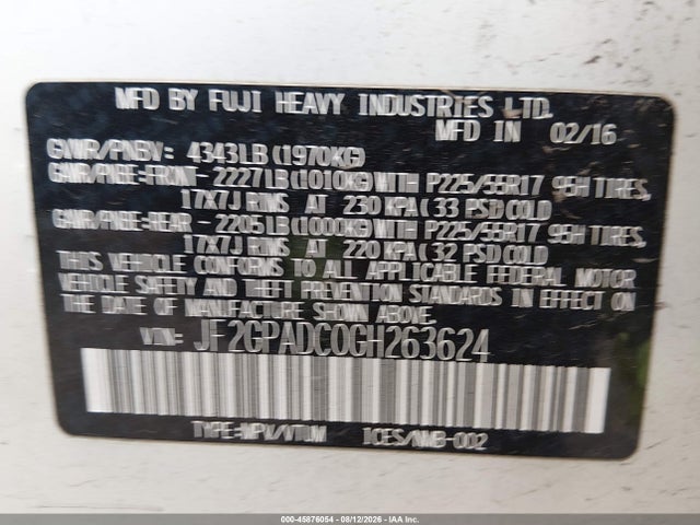 Subaru Crosstrek 2.0i Premium 2016 JF2GPADC0GH263624 Image 9