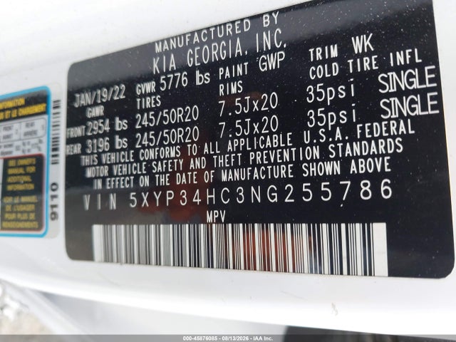 KIA Telluride Ex 2022 5XYP34HC3NG255786 Image 9