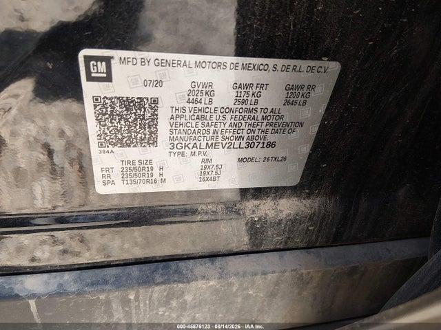 45876123 :رقم المزاد ، 3GKALMEV2LL307186 vin ، 2020 Gmc Terrain Fwd Sle مزاد بيع