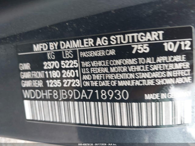 2013 Mercedes-benz E 350 4matic მანქანა იყიდება აუქციონზე, vin: WDDHF8JB9DA718930, აუქციონის ნომერი: 45876136
