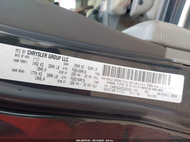 Продаж на аукціоні авто 2011 Dodge Durango Crew, vin: 1D4RE4GG2BC625426, номер лоту: 45876161