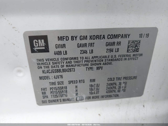 Продаж на аукціоні авто 2020 Buick Encore Awd Essence, vin: KL4CJGSB8LB042873, номер лоту: 45876168