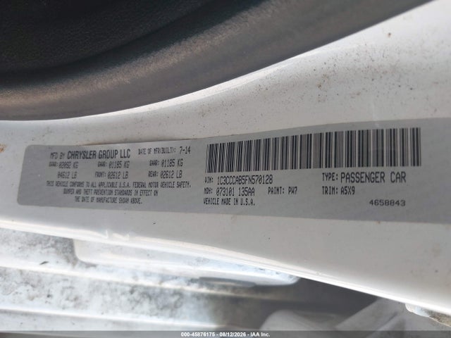 45876175 :رقم المزاد ، 1C3CCCAB5FN570128 vin ، 2015 Chrysler 200 Limited مزاد بيع