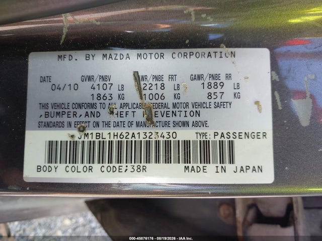 Aukcja sprzedaży 2010 Mazda Mazda3 S Sport, vin: JM1BL1H62A1323430, numer aukcji: 45876176