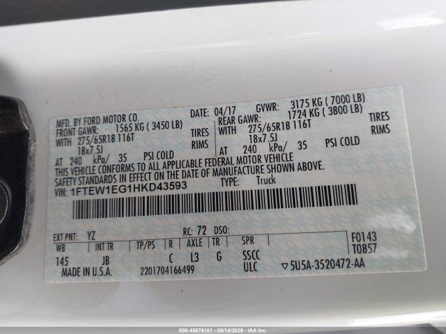 Ford F-150 Xlt 2017 1FTEW1EG1HKD43593 Image 9