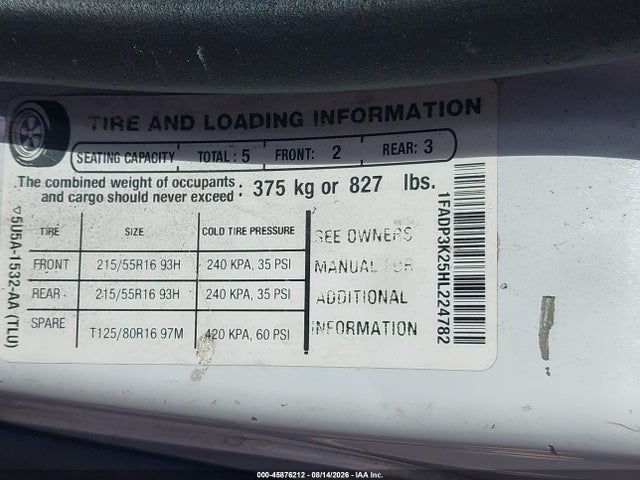 1FADP3K25HL224782 Ford FOCUS SE