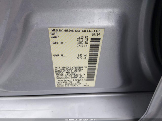 Nissan Altima 2.5 Sv 2015 1N4AL3APXFC185020 Image 9
