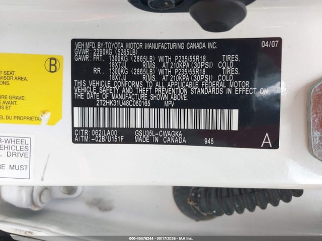 Aukcja sprzedaży 2008 Lexus Rx 350, vin: 2T2HK31U48C060165, numer aukcji: 45876244