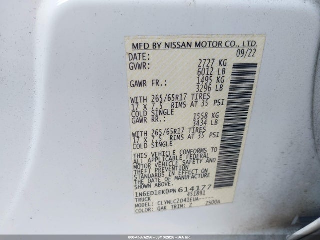 1N6ED1EK0PN614177 Nissan Frontier