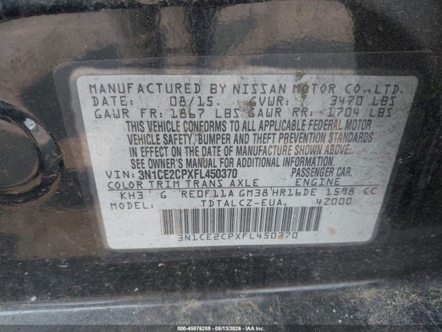 Nissan Versa Note S Plus 2015 3N1CE2CPXFL450370 Image 9