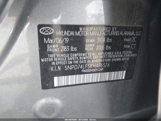 Hyundai ELANTRA SE 2019 5NPD74LF5KH476576 Image 9