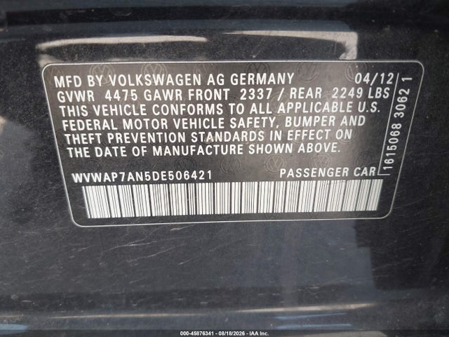 Продаж на аукціоні авто 2013 Volkswagen Cc 2.0t Sport, vin: WVWAP7AN5DE506421, номер лоту: 45876341
