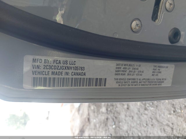 Продаж на аукціоні авто 2022 Dodge Challenger Gt, vin: 2C3CDZJGXNH105783, номер лоту: 45876353