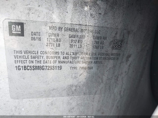 Chevrolet Cruze Ls Auto 2016 1G1BC5SM8G7293119 Image 9