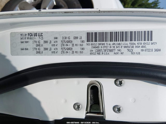 Aukcja sprzedaży 2015 Ram 1500 Big Horn, vin: 1C6RR7LT8FS788977, numer aukcji: 45876440