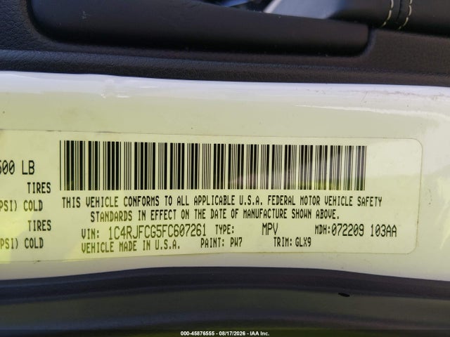Aukcja sprzedaży 2015 Jeep Grand Cherokee Overland, vin: 1C4RJFCG5FC607261, numer aukcji: 45876555