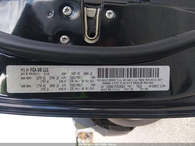 Продажа на аукционе авто 2016 Ram 1500, vin: 1C6RR6FG7GS285631, номер лота: 45876575