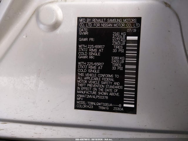 Nissan Rogue Sv Intelligent Awd 2020 KNMAT2MV4LP511378 Image 9