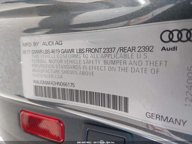 WAUGMAF42HN066175 Audi A4 Ultra Premium