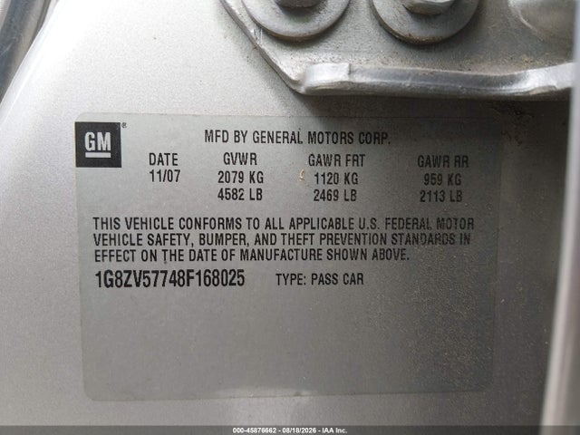 Aukcja sprzedaży 2008 Saturn Aura Xr, vin: 1G8ZV57748F168025, numer aukcji: 45876662
