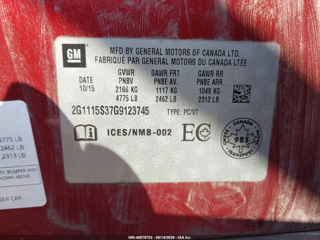 2G1115S37G9123745 Chevrolet Impala 2lt