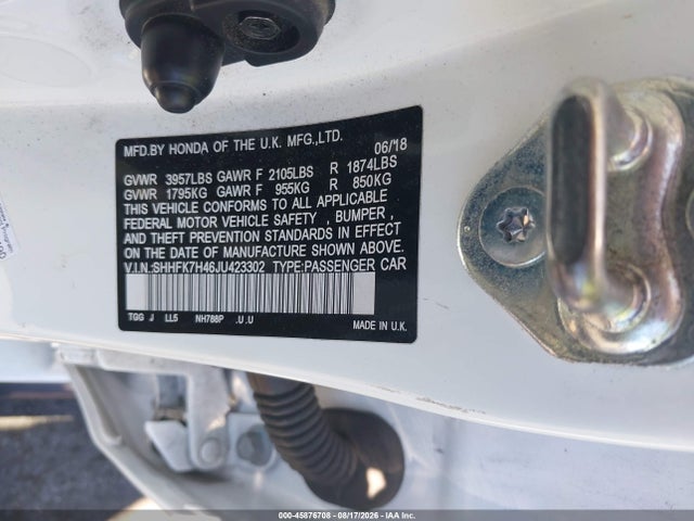 Aukcja sprzedaży 2018 Honda Civic Sport, vin: SHHFK7H46JU423302, numer aukcji: 45876708