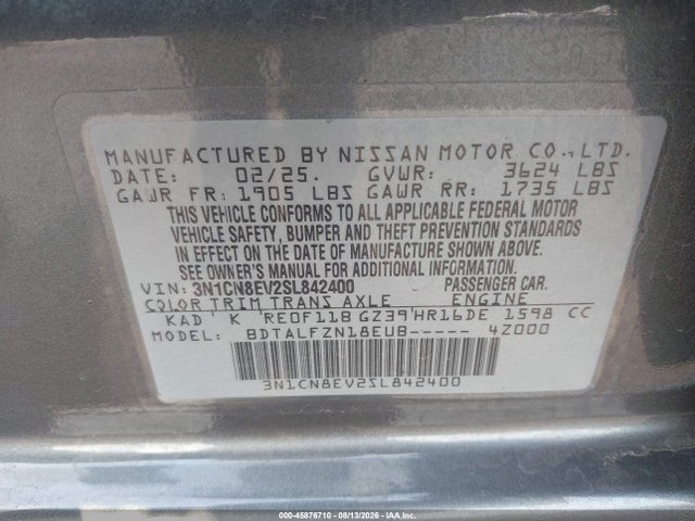 Nissan Versa 1.6 Sv 2025 3N1CN8EV2SL842400 Image 9