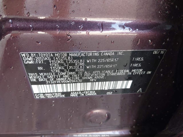 Продаж на аукціоні авто 2016 Toyota Rav4 Le, vin: 2T3ZFREV6GW294430, номер лоту: 45876749