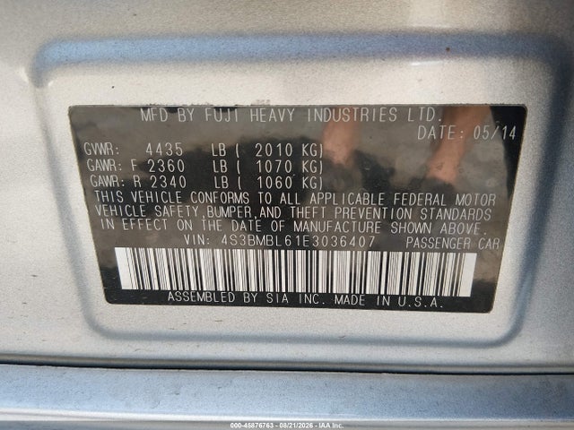 Subaru Legacy 2.5i Limited 2014 4S3BMBL61E3036407 Image 9