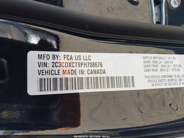 Aukcja sprzedaży 2023 Dodge Charger R/t, vin: 2C3CDXCT9PH708676, numer aukcji: 45876776