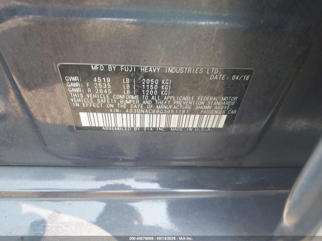 Subaru Legacy 2.5i Premium 2016 4S3BNAC69G3051781 Image 9