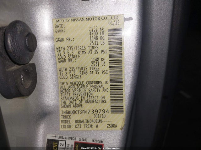 Nissan FRONTIER S 2015 1N6BD0CT3FN739794 Image 9