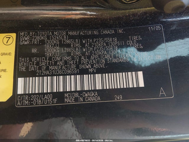 Продажа на аукционе авто 2006 Lexus Rx 330, vin: 2T2HA31U36C096591, номер лота: 45876833