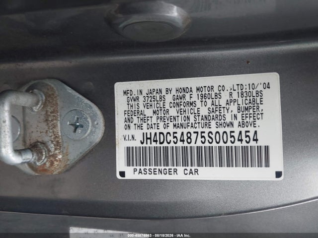 45876863 :رقم المزاد ، JH4DC54875S005454 vin ، 2005 Acura Rsx مزاد بيع
