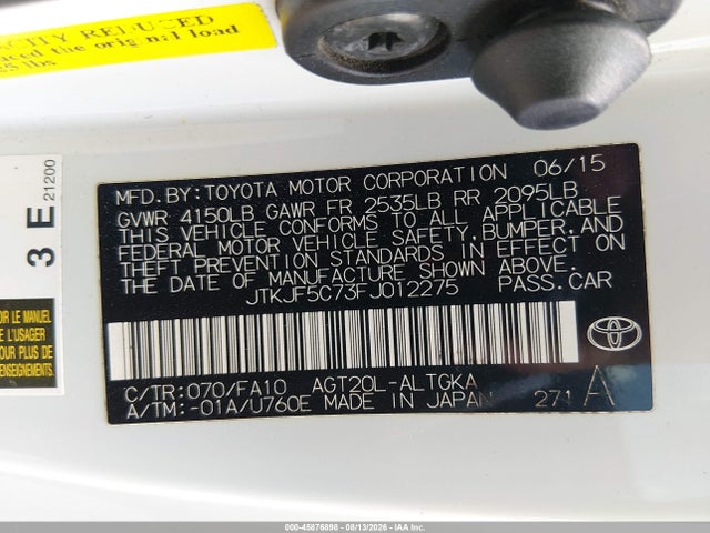 Aukcja sprzedaży 2015 Scion Tc, vin: JTKJF5C73FJ012275, numer aukcji: 45876898