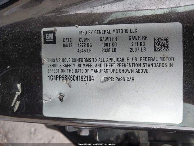 Продаж на аукціоні авто 2012 Buick Verano, vin: 1G4PP5SK6C4192104, номер лоту: 45876912