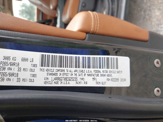 Продажа на аукционе авто 2011 Jeep Grand Cherokee Overland, vin: 1J4RR6GT0BC625235, номер лота: 45876927