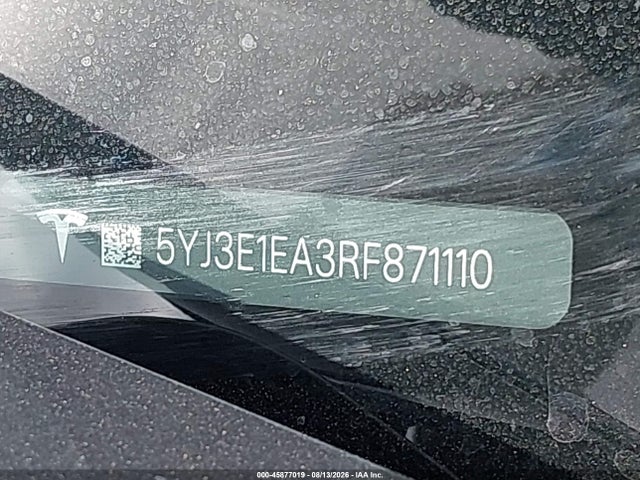 45877019 :رقم المزاد ، 5YJ3E1EA3RF871110 vin ، 2024 Tesla Model 3 Long Range Dual Motor All-wheel Drive/rear-wheel Drive مزاد بيع
