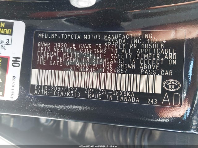 2T1BURHE1FC284657 Toyota Corolla S Plus