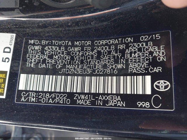 Toyota Prius V Two 2015 JTDZN3EU3FJ027816 Image 9