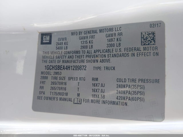 1GCHSBEA4H1209872 Chevrolet Colorado 2wd Wt