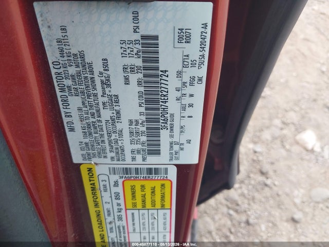 Ford FUSION SE 2014 3FA6P0H74ER277724 Image 9