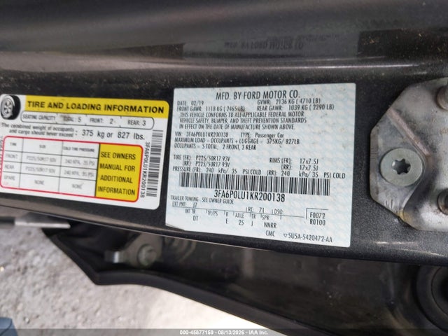 Ford Fusion Hybrid Se 2019 3FA6P0LU1KR200138 Image 9